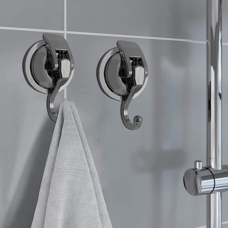 YSSILADI Heavy Duty Suction Cup Hooks for Shower, Bathroom Robe - Reusable, No Hole Punched, for Garland Decoration (Silver Grey, 2 Pack), XPG-TSX1 - Image 3