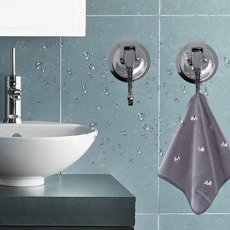 YSSILADI Heavy Duty Suction Cup Hooks for Shower, Bathroom Robe - Reusable, No Hole Punched, for Garland Decoration (Silver Grey, 2 Pack), XPG-TSX1 - Image 2