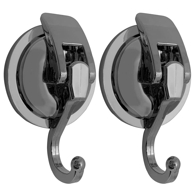 YSSILADI Heavy Duty Suction Cup Hooks for Shower, Bathroom Robe - Reusable, No Hole Punched, for Garland Decoration (Silver Grey, 2 Pack), XPG-TSX1 - Image 1