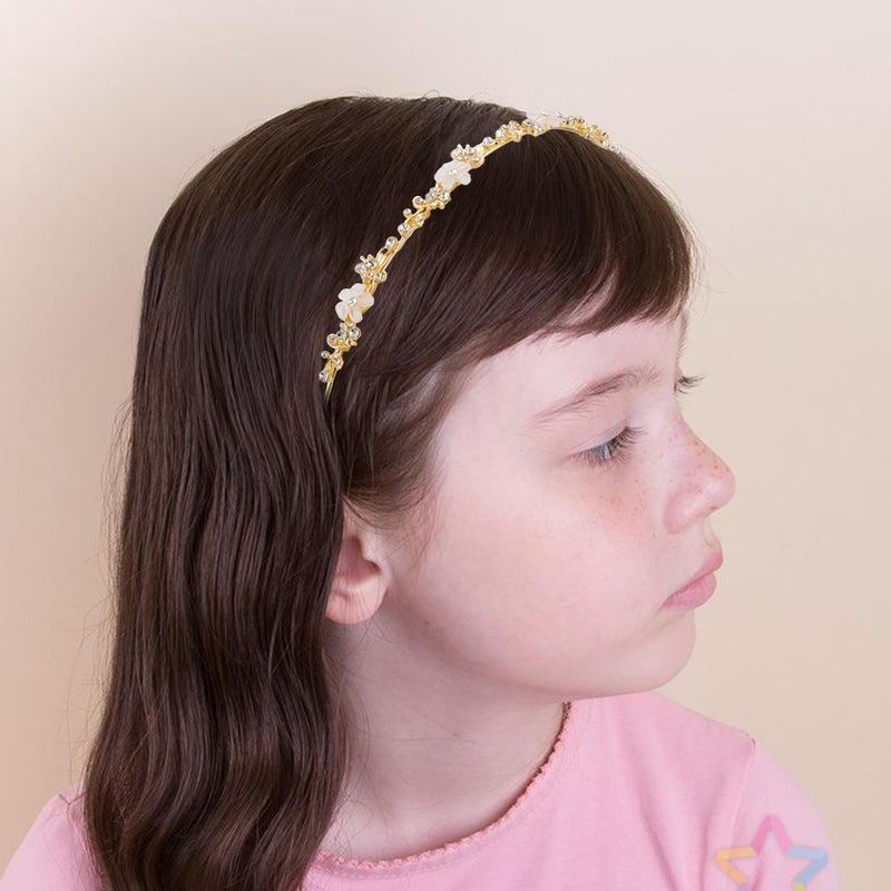 Exacoo Gold Headband Bridal Hair Accessories Flower Headbands for Women Girls Rhinestone Crystal Gold Headpiece Princess Tiara for Wedding Hair Jewelry for Braids Accessories Vintage Elegant Fairy - Image 5