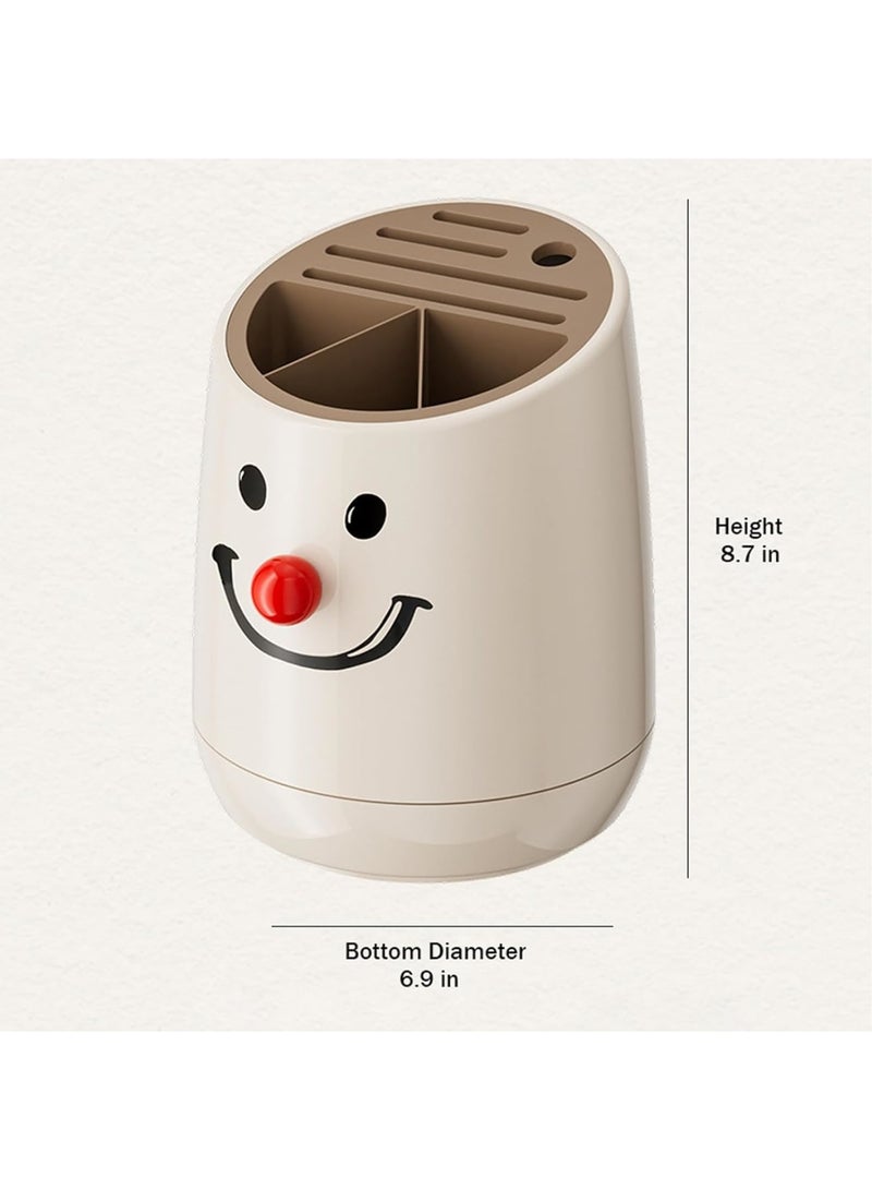 SYOSI Knife Holder, 360° Rotating Universal Knife Block for Kitchen Countertop, Space Saving Utensil Organizer with Detachable Base, Large Capacity Knife and Chopsticks Storage Stand for Home and Restaurant - Image 3