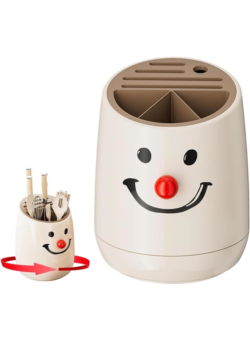 SYOSI Knife Holder, 360° Rotating Universal Knife Block for Kitchen Countertop, Space Saving Utensil Organizer with Detachable Base, Large Capacity Knife and Chopsticks Storage Stand for Home and Restaurant - Image 1