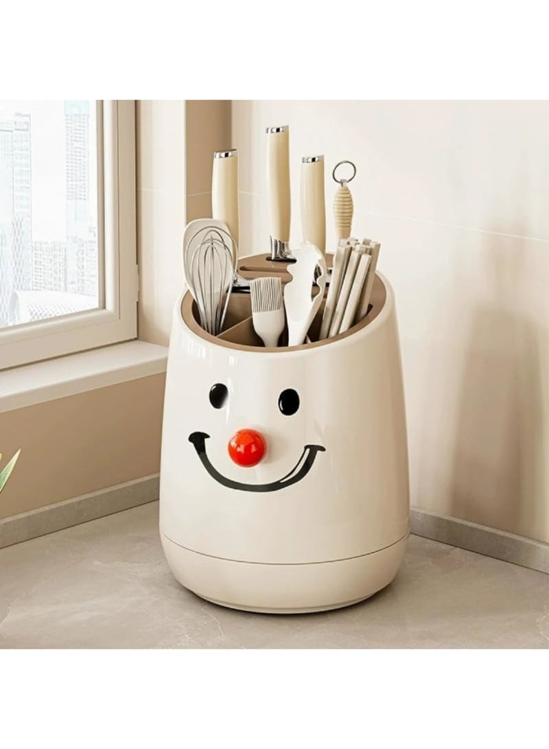 SYOSI Knife Holder, 360° Rotating Universal Knife Block for Kitchen Countertop, Space Saving Utensil Organizer with Detachable Base, Large Capacity Knife and Chopsticks Storage Stand for Home and Restaurant - Image 5