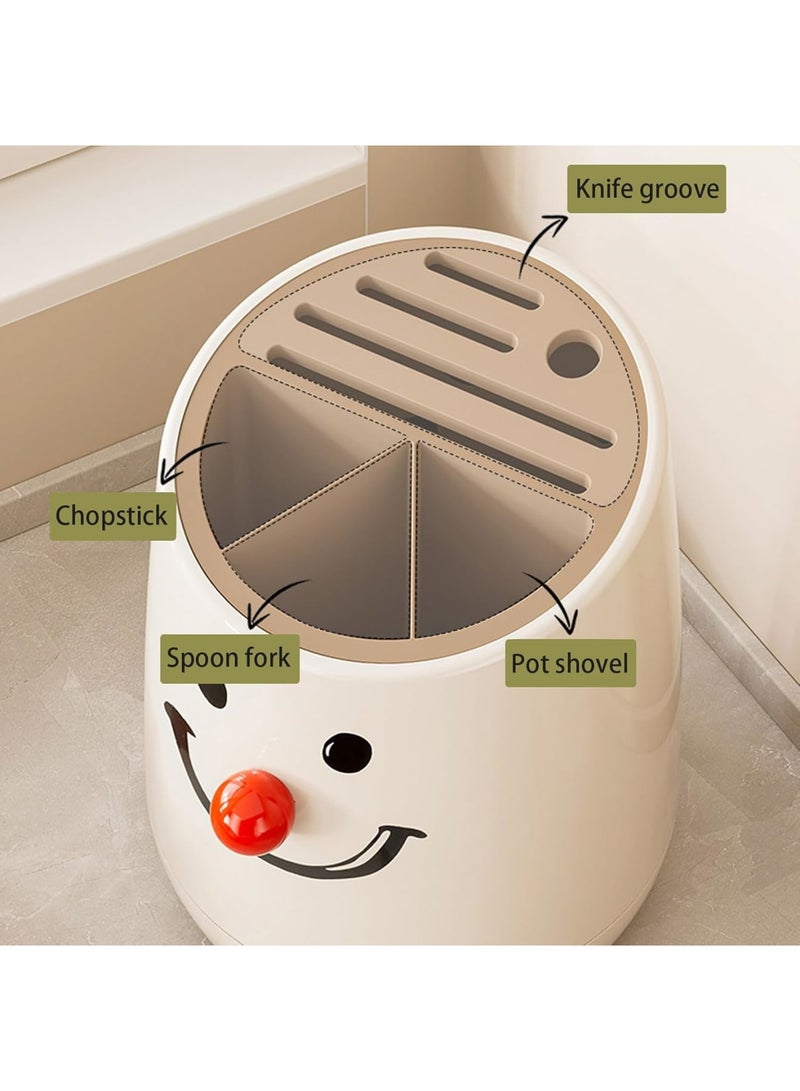 SYOSI Knife Holder, 360° Rotating Universal Knife Block for Kitchen Countertop, Space Saving Utensil Organizer with Detachable Base, Large Capacity Knife and Chopsticks Storage Stand for Home and Restaurant - Image 4