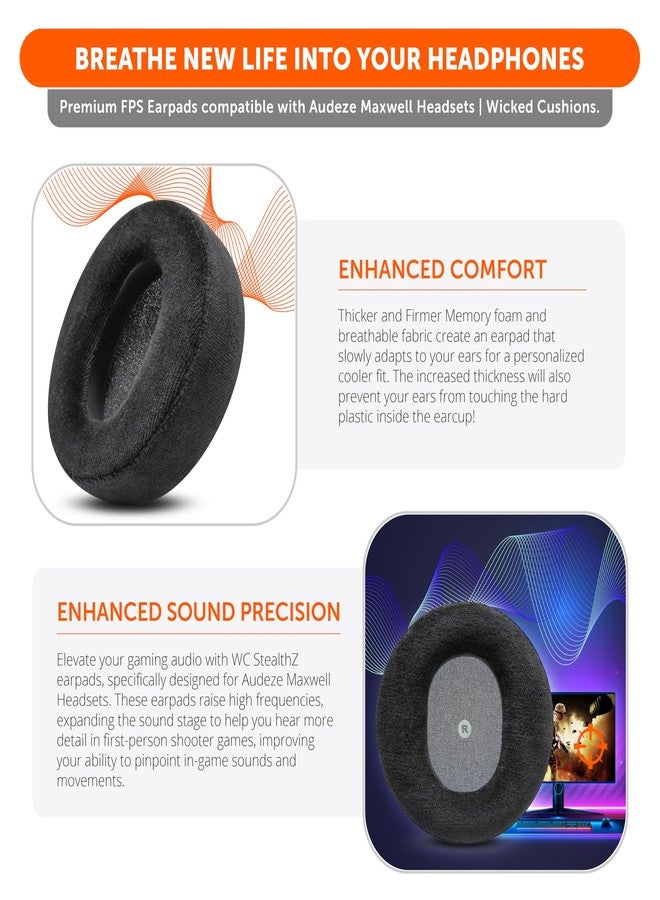 WC StealthZ Maxwell - FPS Oriented Ear Pads Compatible with Audeze Maxwell for Xbox & PS5 by GadgetryTech & Wicked Cushions | Improved Sound Precision and Breathable Comfort | Black - Image 4