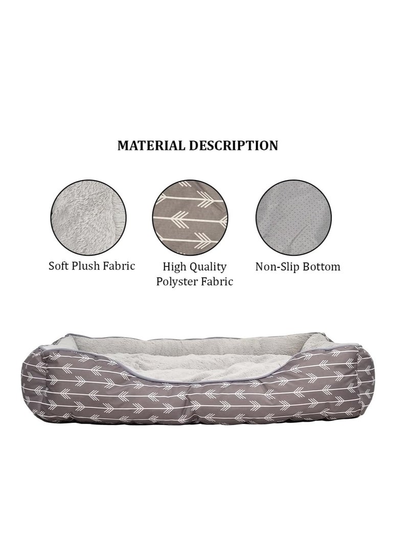 أن ان سي بيتس سرير للكلاب مصنوع من قماش مخملي ناعم، ووسادة قابلة للإزالة، وقاعدة غير قابلة للانزلاق، سرير مريح وجيد التهوية للحيوانات الأليفة للسلالات المتوسطة إلى الكبيرة، قابل للغسل في الغسالة 90 سم (رمادي) - Image 3