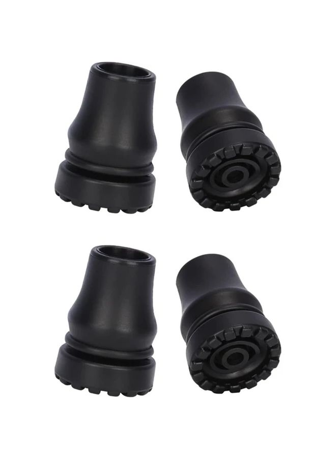 4 Pack Heavy Duty Anti Slip Rubber Cane Tips 19Mm 3 4 Inch Black Textured Replacement For Walking Sticks Hiking Poles Senior Crutches Mobility Aid Secure Fit Enhanced Grip - Image 1