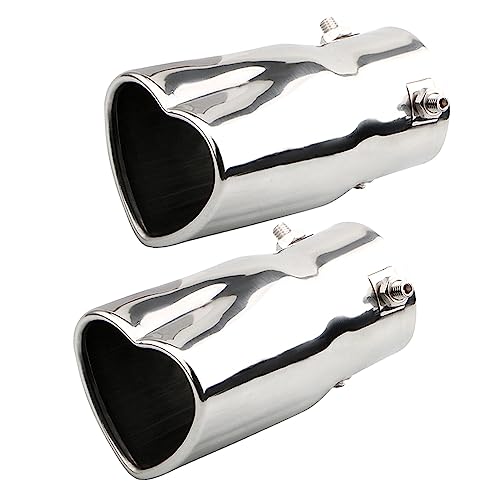 OtpOutopa Car Exhaust Tip 25 inch Inlet Universal Heart Shaped Exhaust Pipe Straight Muffler Tip Modification Tail Pipe Stainless Steel Tail Throat Adjustable Thickened Pipe