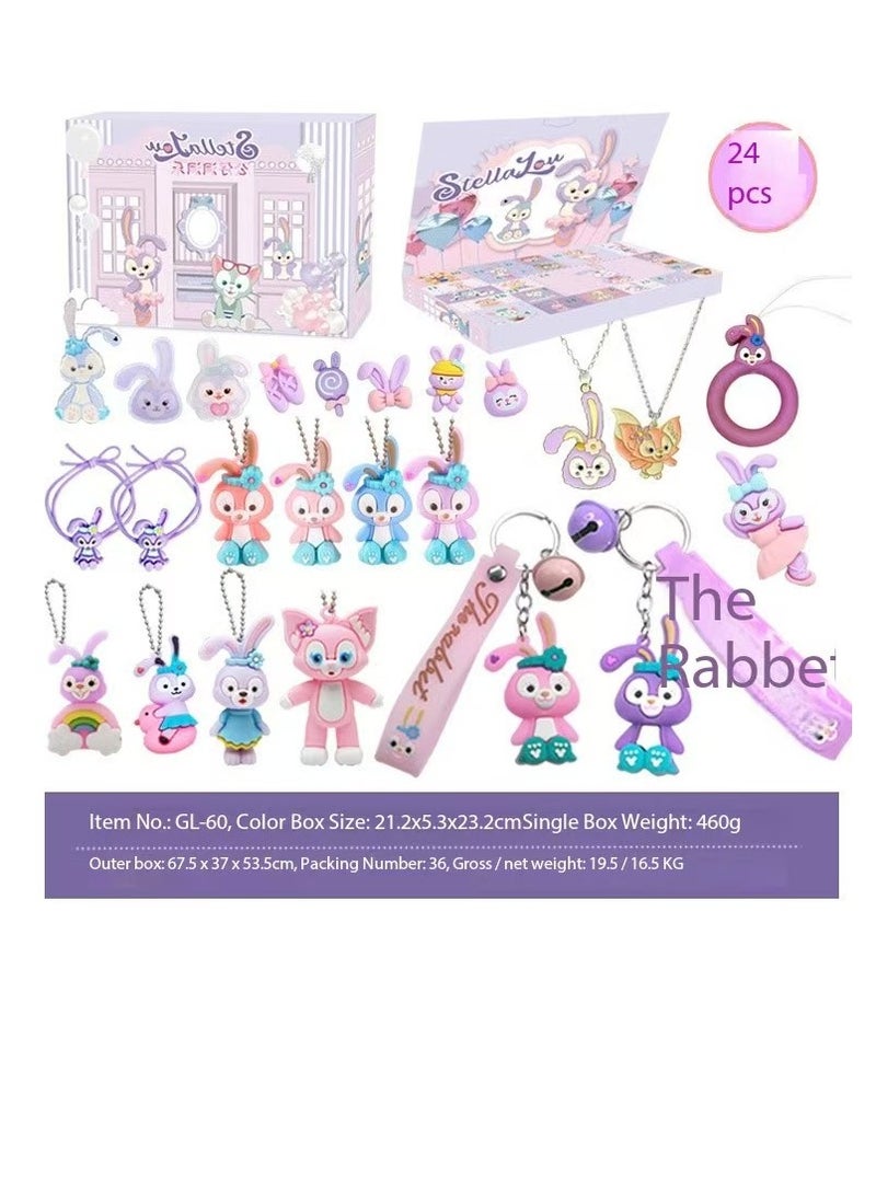 CityRiya-Long - Christmas blind box hole music, including keychains, StellaLou cartoon characters, rings, hairbands and party toy decoration accessories, Christmas countdown calendar gifts, suitable for boys, girls and children (StellaLou) - Image 1