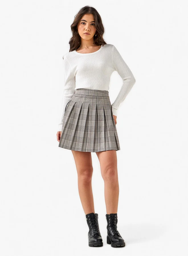 2Xtremz 2Xtremz Slim Fit Textured Round Neck Tricot Sweater