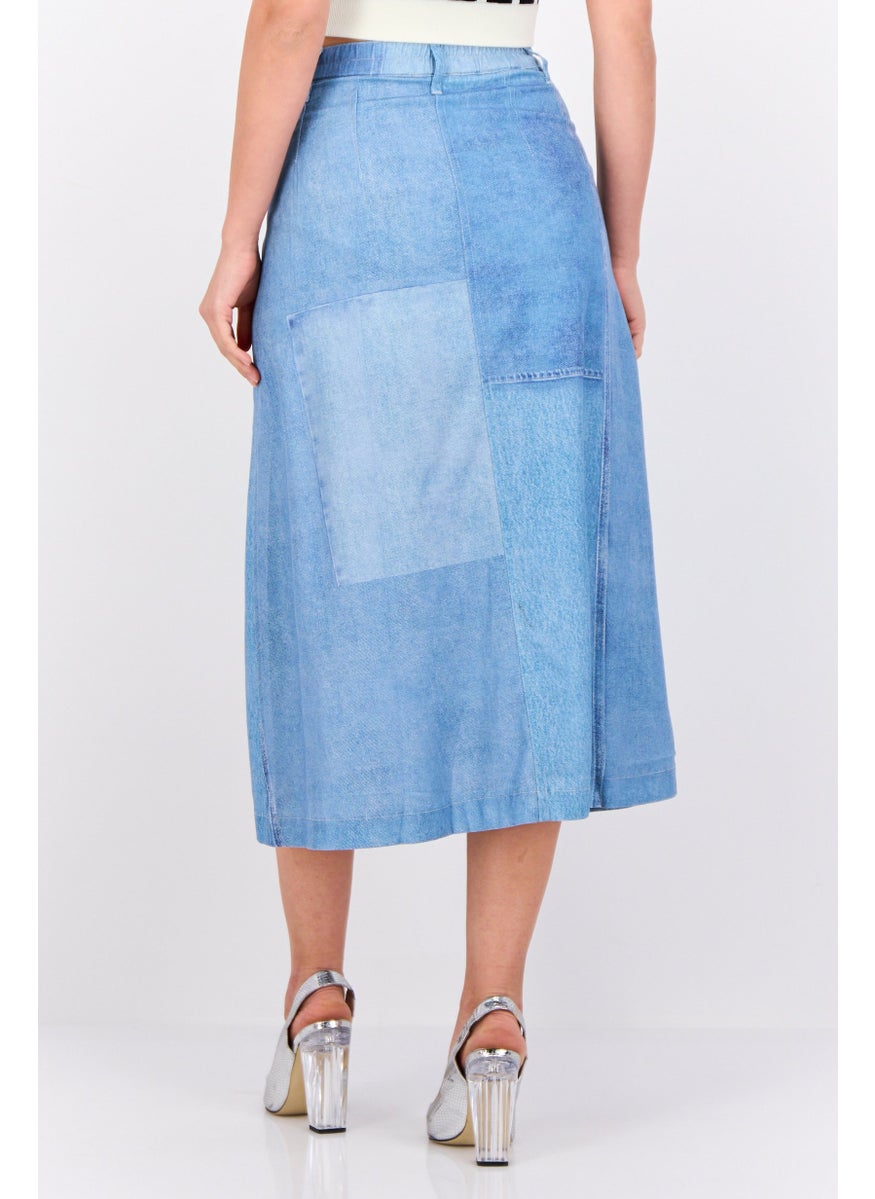 ESPRIT Women Washed Denim Midi Skirts, Light Blue  - Image 2