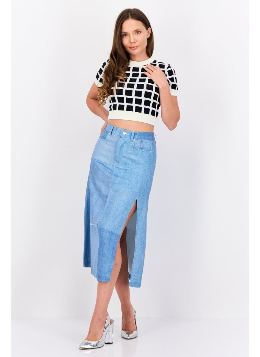 ESPRIT Women Washed Denim Midi Skirts, Light Blue  - Image 3