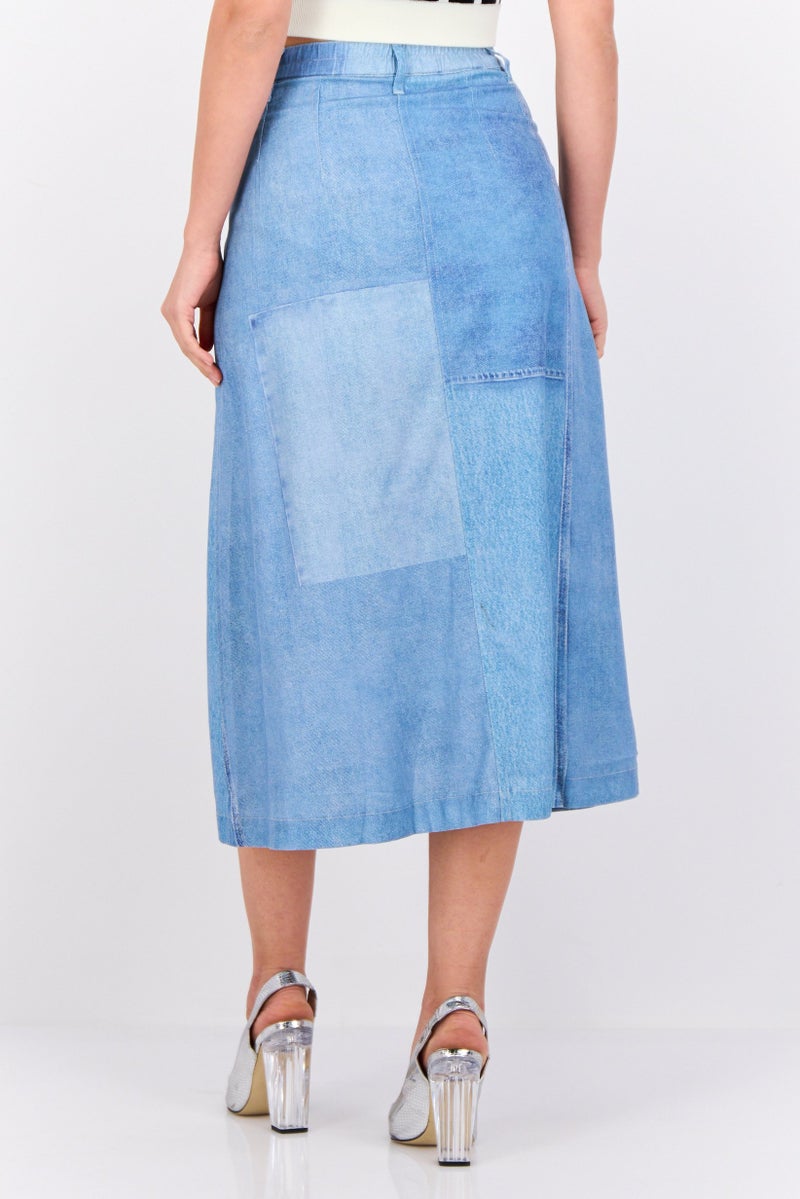 ESPRIT Women Washed Denim Midi Skirts, Light Blue - Image 2