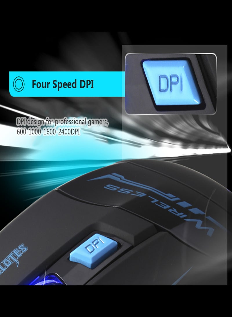 زيلوتس جهاز كمبيوتر بصري لاسلكي ZELOTES F14 LED 2.4 جيجا هرتز 2400 نقطة في البوصة 7 أزرار ألعاب لاسلكية أضواء تنفس ملونة للاعبي الألعاب المحترفين - Image 4