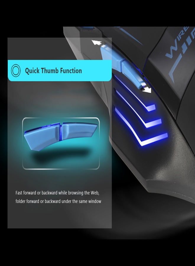 ZELOTES F14 LED Optical Computer Wireless 2.4G 2400 DPI 7 Buttons Wireless Gaming Colorful Breathing Lights for Pro Gamer - Image 2