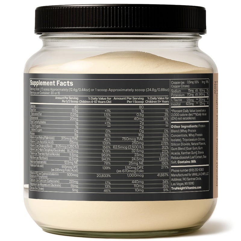 TruHeight Growth Protein Shake (Vanilla Ice Cream Flavor, Whey) Tall Nutrition for Natural Growth & Development - Protein Powder for Kids & Teens, Weight Gain Drinks - Picky Eater Vitamin, Ages 4+ - Image 2