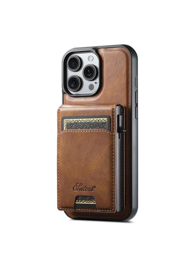 Suteni Case For iPhone 12 Pro Max H19 Oil Wax 2-in-1 MagSafe Removable Card Box Back Phone Case - Image 1