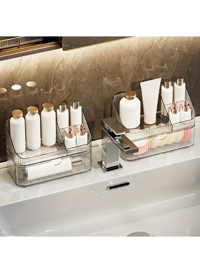 Transparent 2 Piece Makeup Organizer Set With Lids And Drawers For Cosmetics And Stationery - Image 4