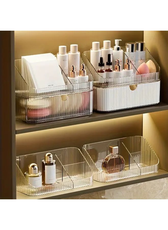Transparent 2 Piece Makeup Organizer Set With Lids And Drawers For Cosmetics And Stationery - Image 5