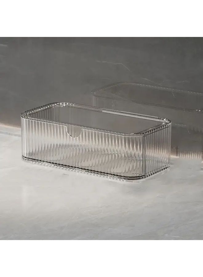 Transparent 2 Piece Makeup Organizer Set With Lids And Drawers For Cosmetics And Stationery - Image 2