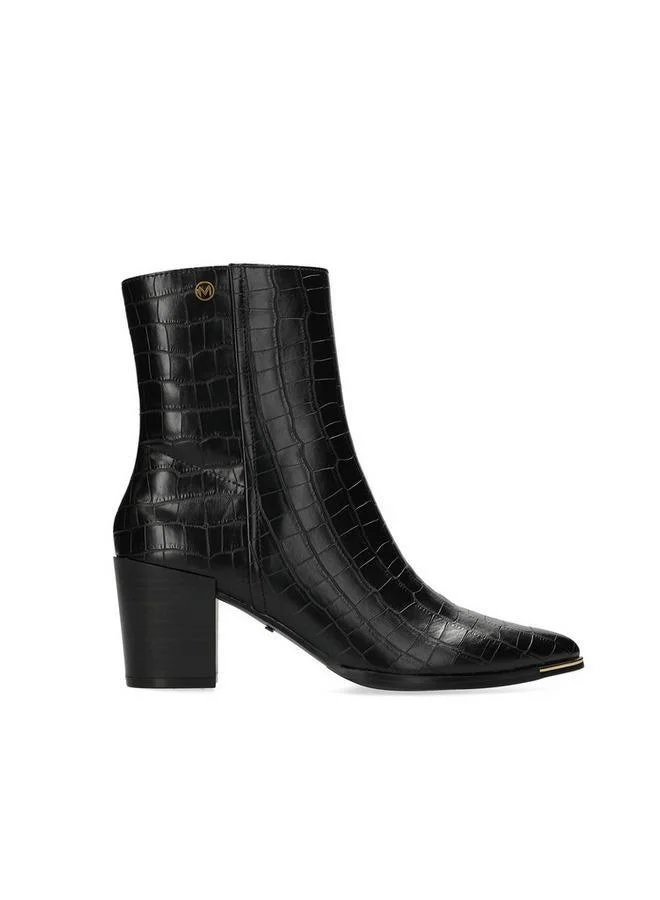 MEXX Textured Ankle Boots with Block Heels and Zip Closure