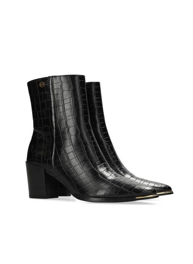 MEXX Textured Ankle Boots with Block Heels and Zip Closure