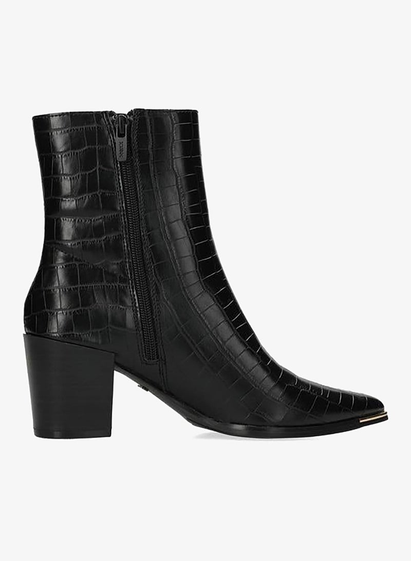 MEXX Textured Ankle Boots with Block Heels and Zip Closure - Image 4