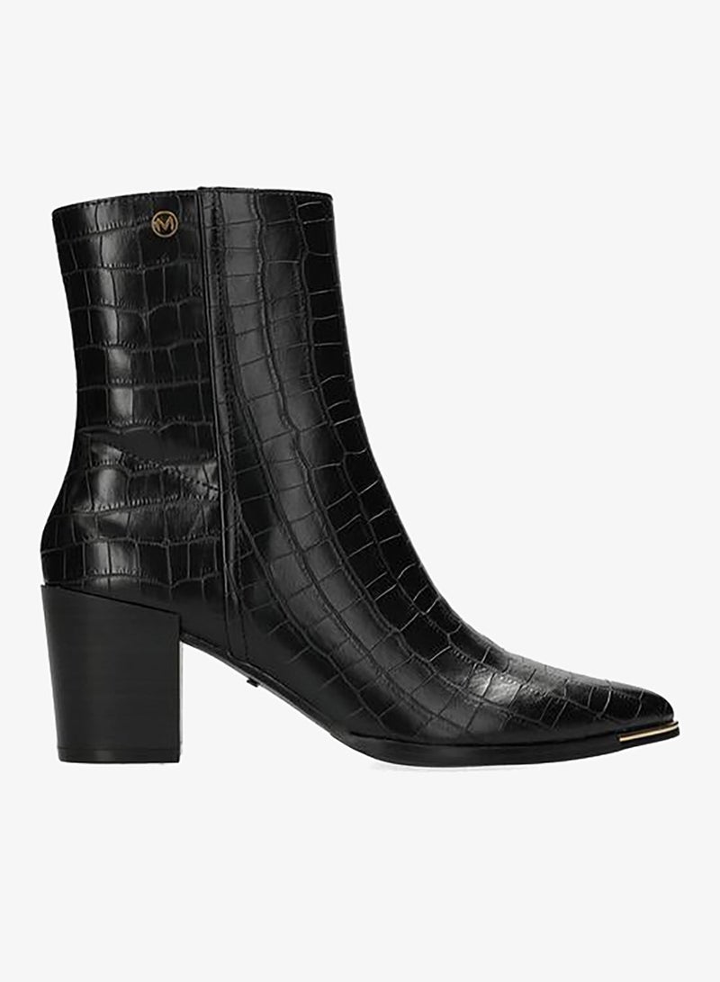 MEXX Textured Ankle Boots with Block Heels and Zip Closure - Image 1