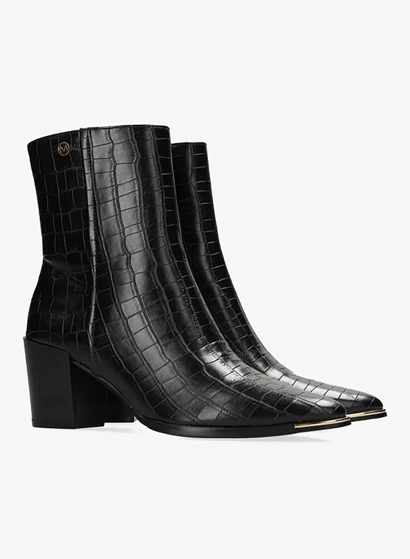 MEXX Textured Ankle Boots with Block Heels and Zip Closure