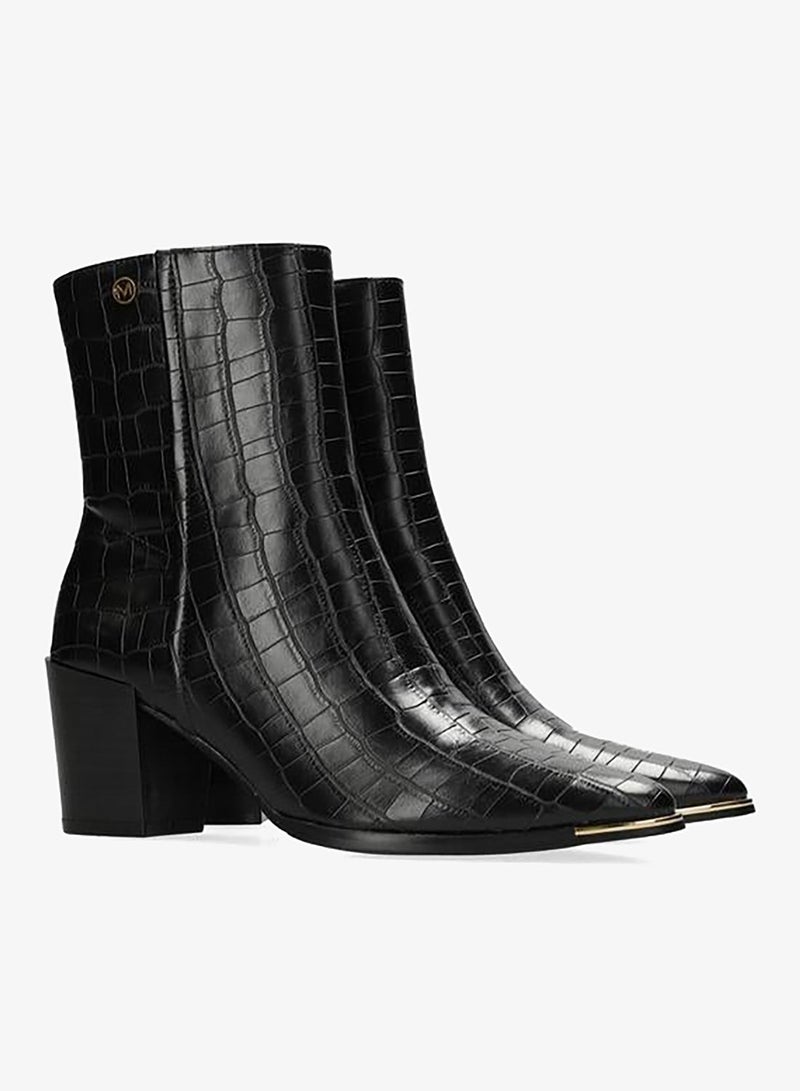MEXX Textured Ankle Boots with Block Heels and Zip Closure - Image 2