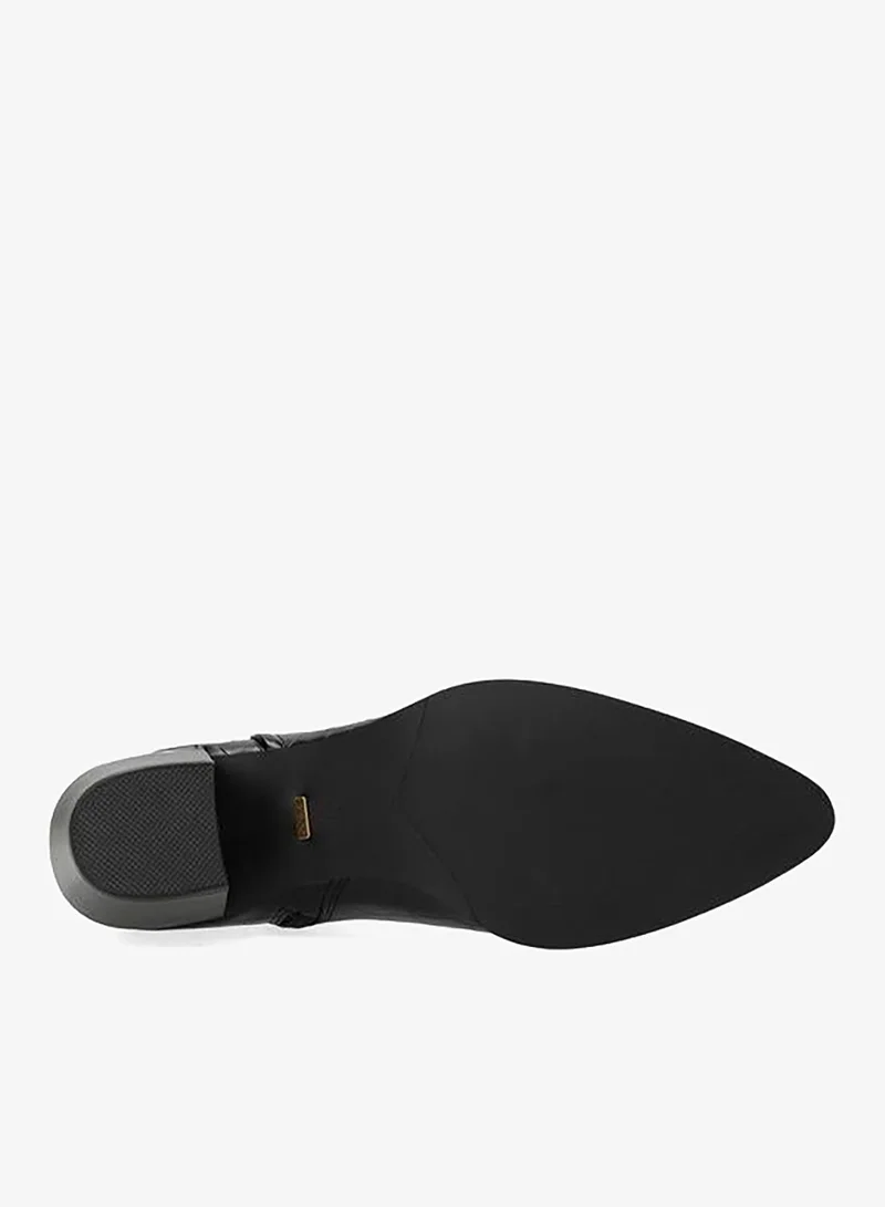 MEXX BLACK Textured Ankle Boots with Block Heels and Zip Closure for Women | Best Price UAE
