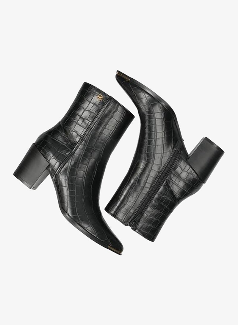 MEXX Textured Ankle Boots with Block Heels and Zip Closure - Image 5