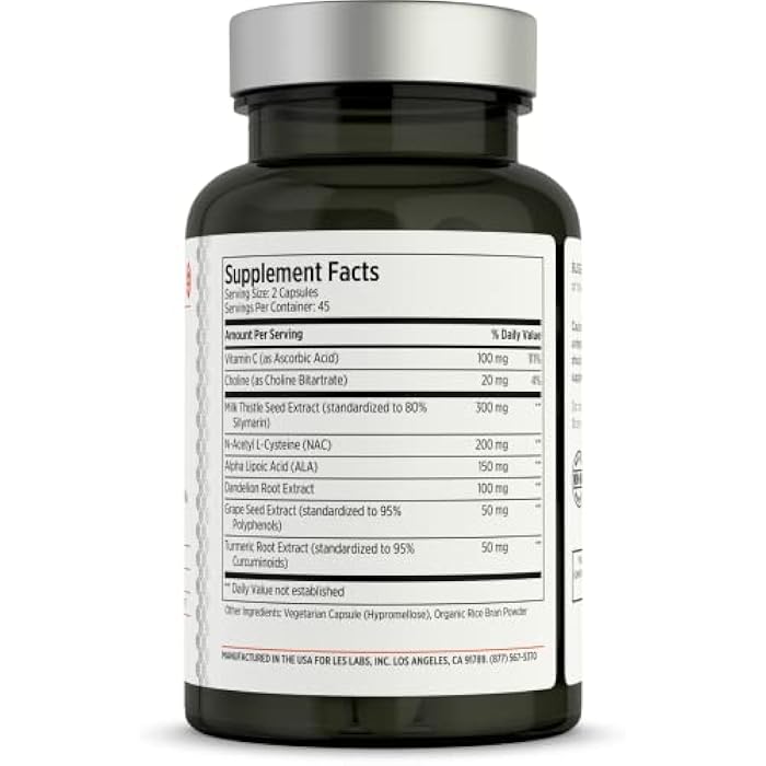 LES Labs Liver Support – Promotes Healthy Liver Function, Glutathione Production & Detoxification – Milk Thistle, NAC, ALA & Dandelion Extracts – Non-GMO Supplement – 90 Capsules - Image 2
