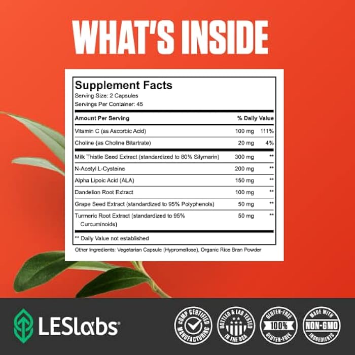 LES Labs Liver Support – Promotes Healthy Liver Function, Glutathione Production & Detoxification – Milk Thistle, NAC, ALA & Dandelion Extracts – Non-GMO Supplement – 90 Capsules - Image 4