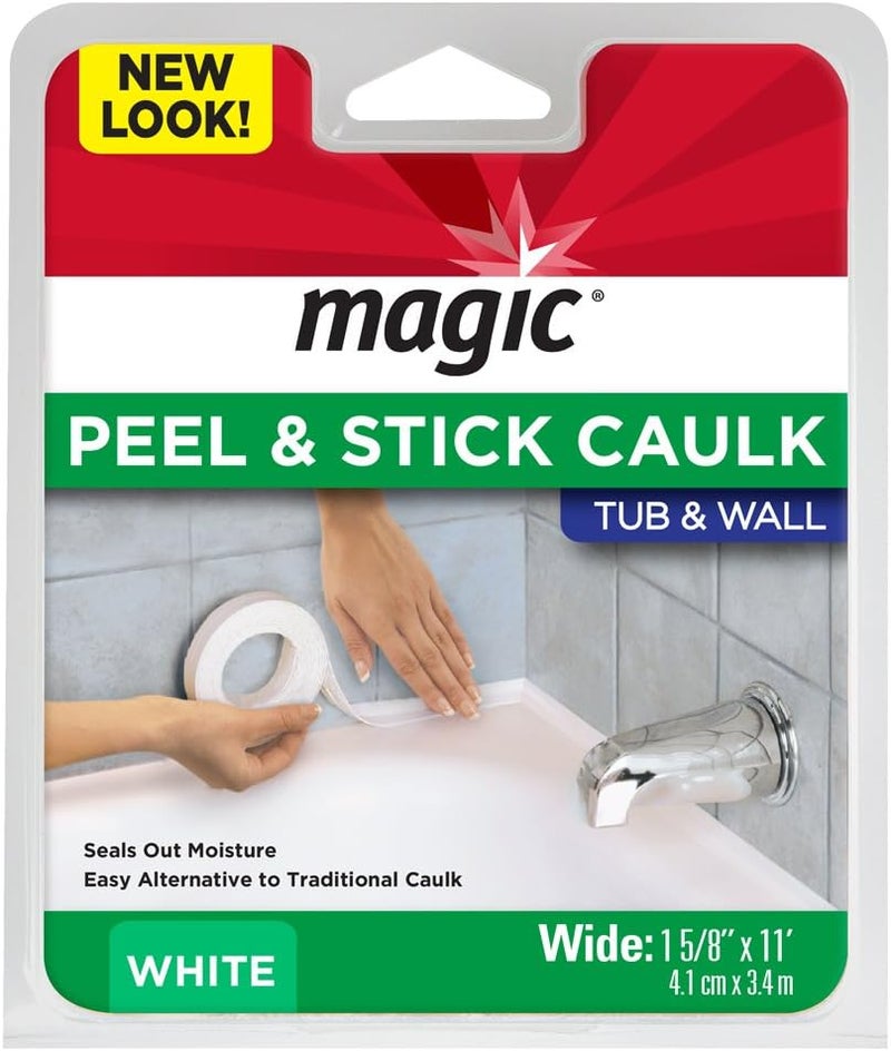 Magic Tub and Wall Peel and Stick Caulk Strip - 1-5/8 Inch x 11 Feet - White - Image 1
