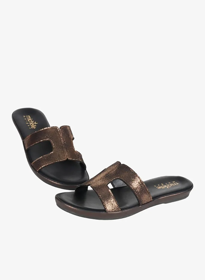 Michelle Morgan Bronze 092-2971 Michelle Morgan Ladies Flat Slip on sandals 314RC679 Bronze for Women | Best Price UAE