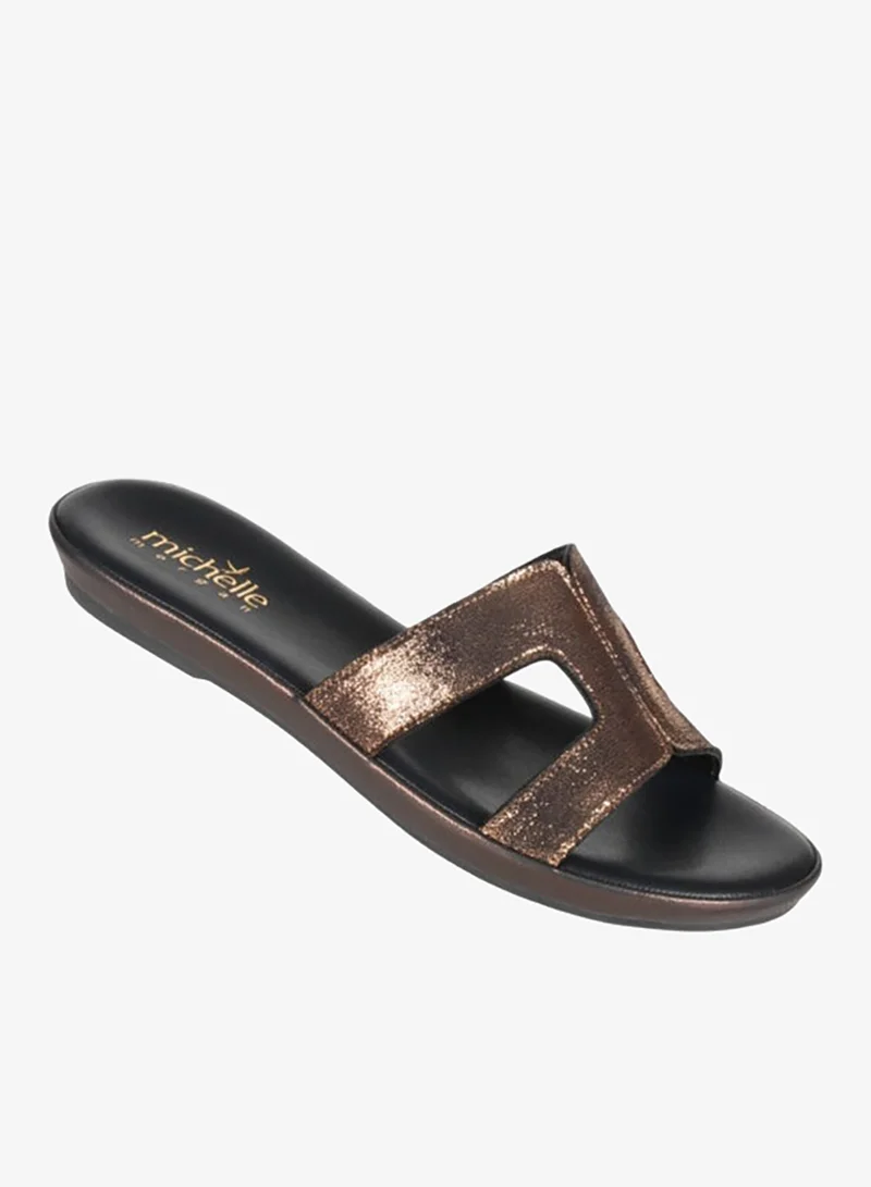 Michelle Morgan 092-2971 Michelle Morgan Ladies Flat Slip on sandals 314RC679 Bronze