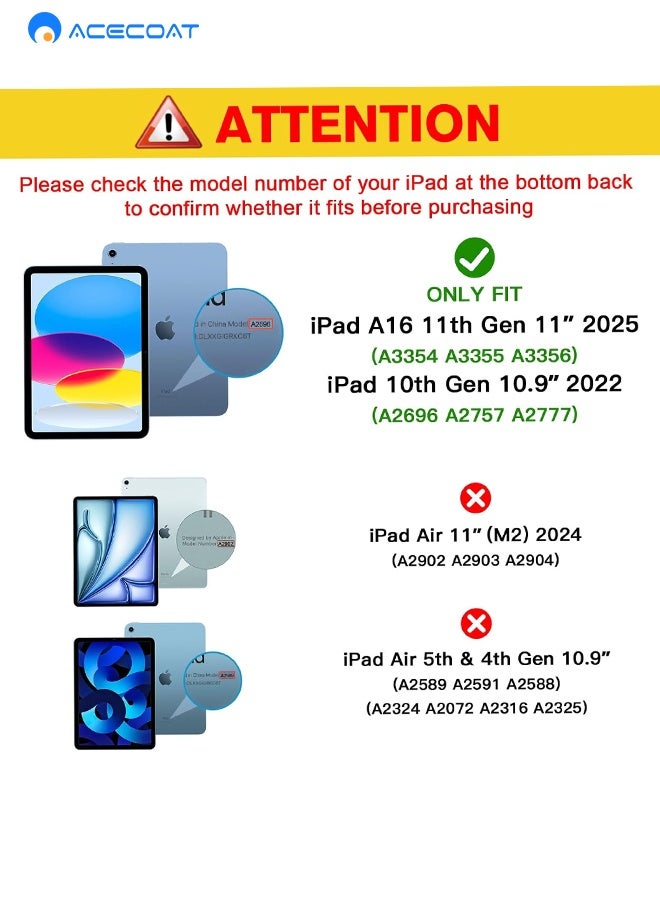 ACECOAT Screen Protector For Ipad A16 11th/10th Generation (11 Inch/10.9, 2025/2022), 9h Tempered Glass Film Guard ,Apple Pencil Support(1 Pack） - Image 2