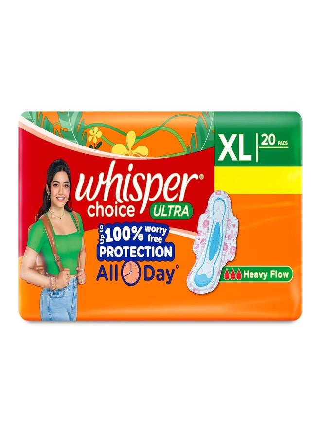 Whisper Choice Ultra Sanitary Pads for Women, XL 20 Napkins - Image 1