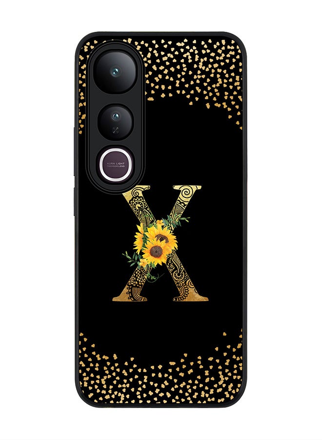 Stylizedd For vivo V50 Lite Case,Slim fit Camera Protection, Shockproof Thin Phone cover  - Custom Floral Monogram - X ( Black )
