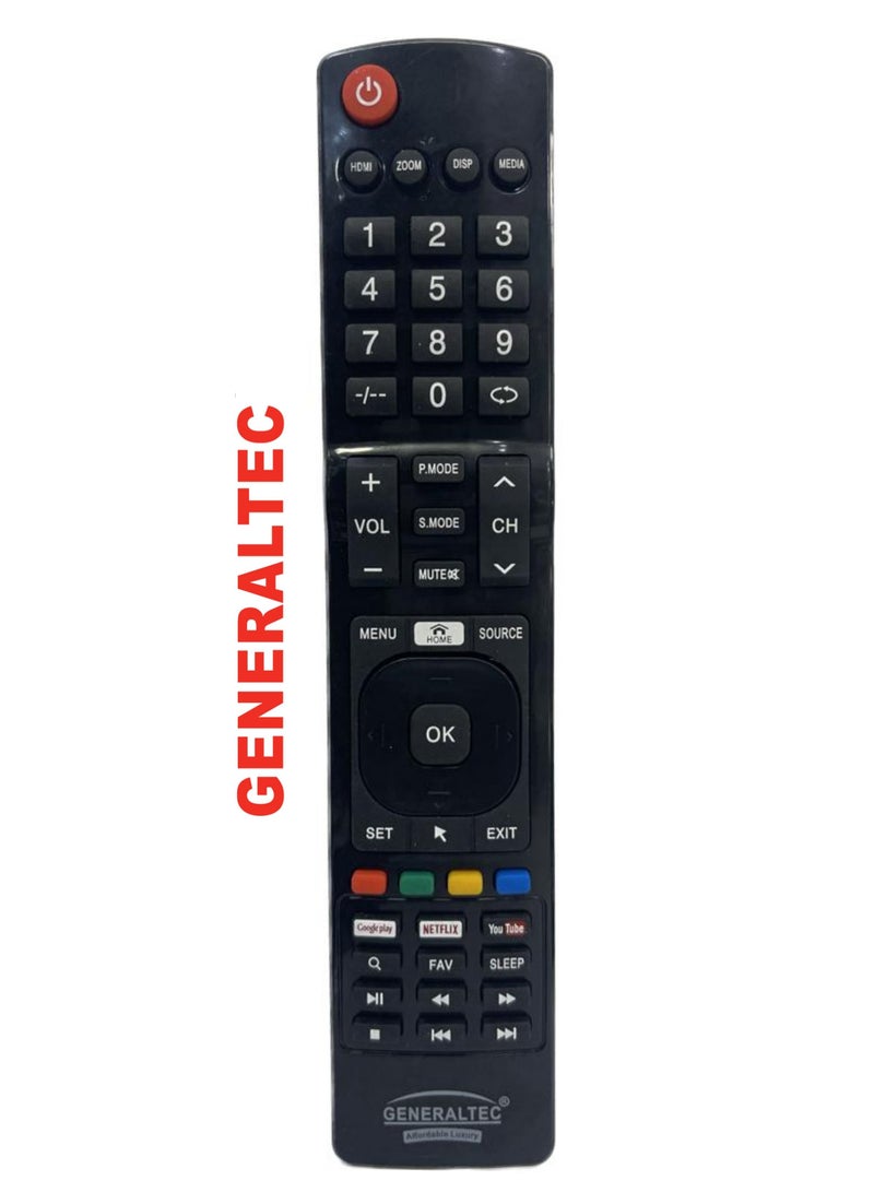GENERAL TEC REMOTE CONTROL FOR SMART TV WITH FULLY WORKING YOU TUBE AND NETFLIX BUTTONS.