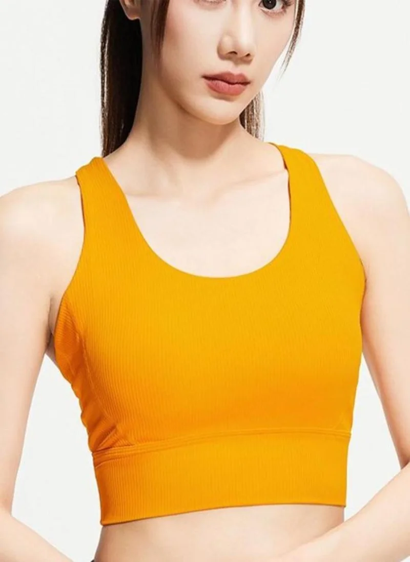 YUNIQEE Yellow Solid Regular Racerback Bra