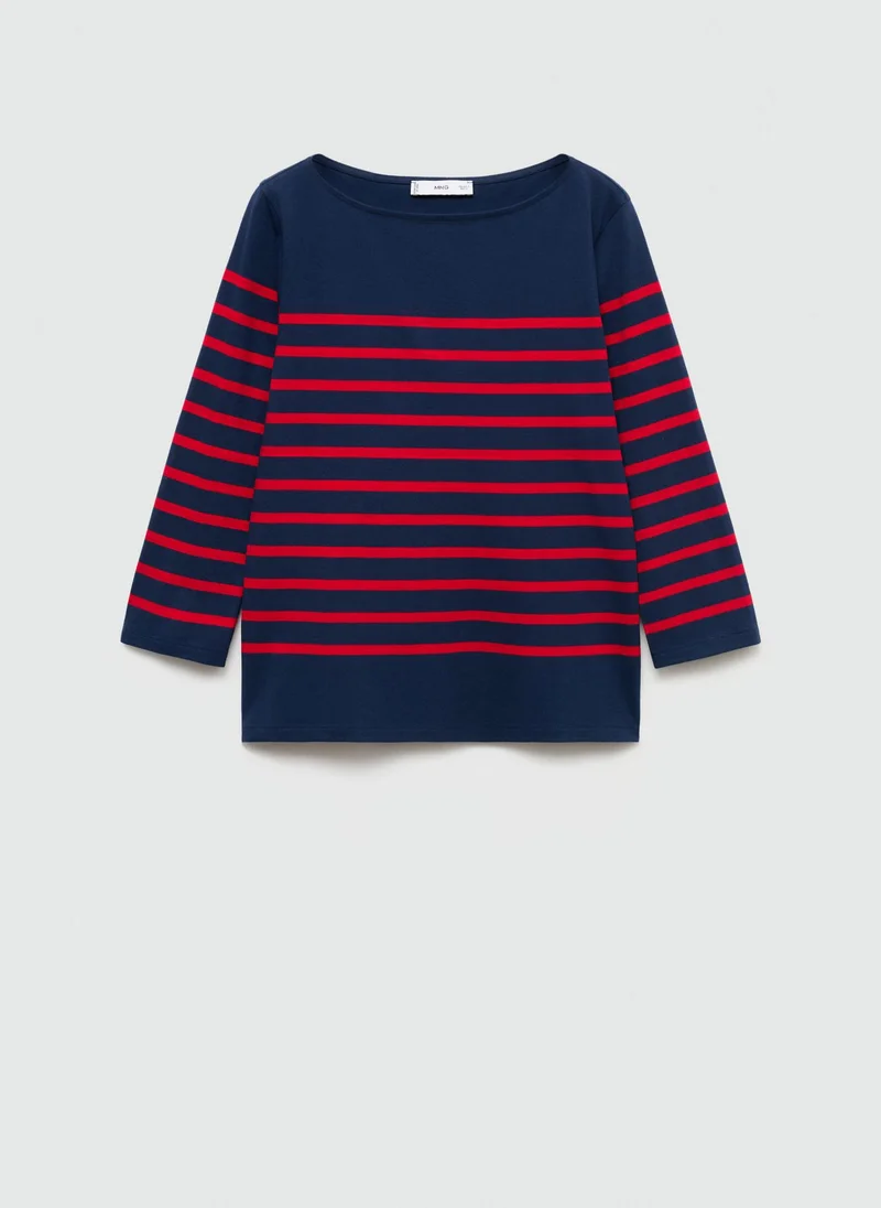 مانجو Striped Boat Neck T-Shirt
