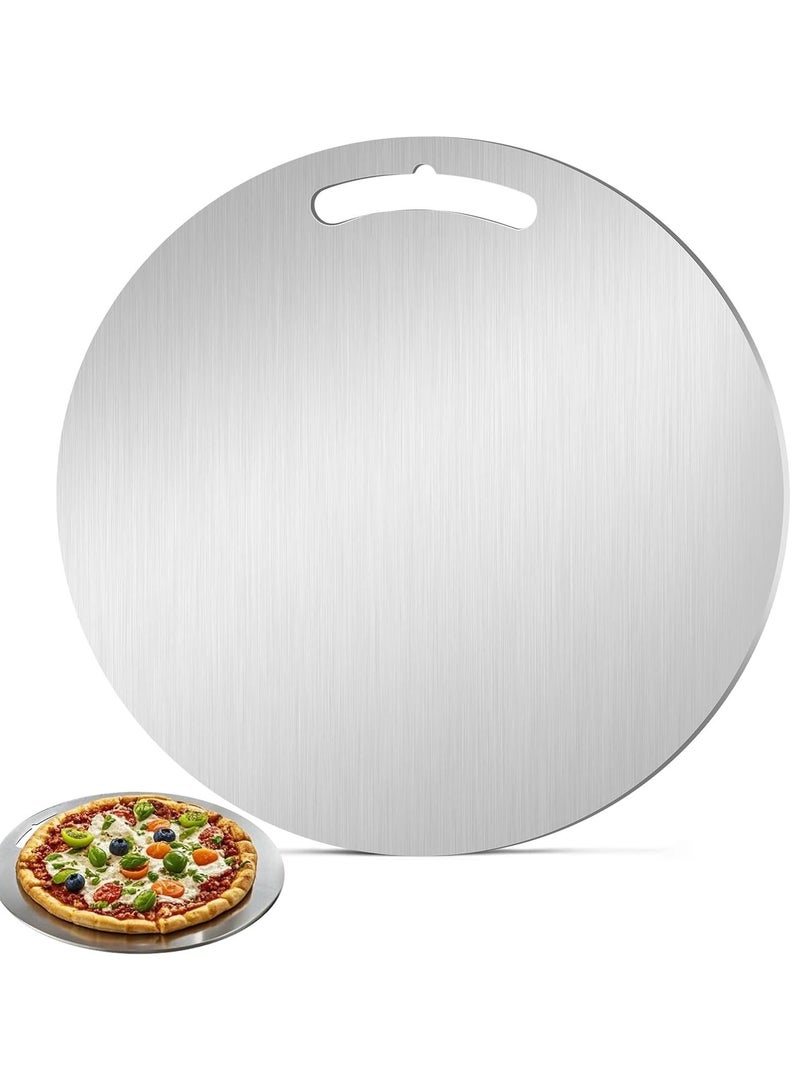 YQbest Stainless Steel Cutting Board,Round SUS 304 Stainless Steel Cutting Board for Kitchen, Double-sided Food-grade Cutting Board for Pizza,Meat, Fruits And Vegetables,35CM Diameter 1.5mm thick  - Image 1