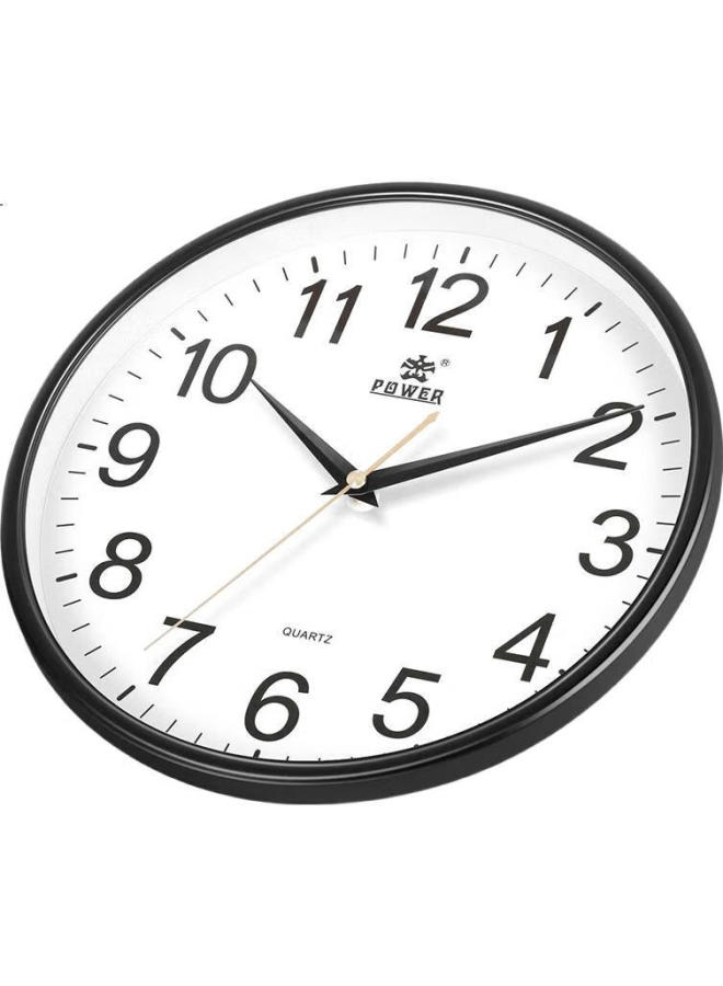 POWER Bawang Wall Clock, Living Room Simple Wall-Mounted Quartz Clock, No Drilling Required, Home Use, 30Cm Diameter, Black, Bw23009B - Image 1