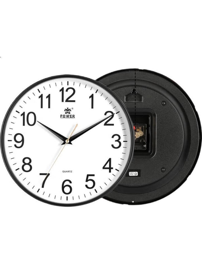 POWER Bawang Wall Clock, Living Room Simple Wall-Mounted Quartz Clock, No Drilling Required, Home Use, 30Cm Diameter, Black, Bw23009B - Image 2