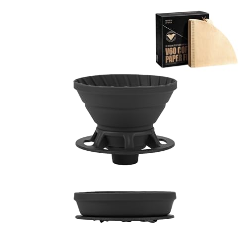 Vandroop Vandroop Collapsible Pour Over Coffee Dripper Silicone Reusable Pour Over Coffee Maker for Camping Travel HomeOffice Single Clever Coffee Dripper With 100 V60 Filter Paper 0112 Cup