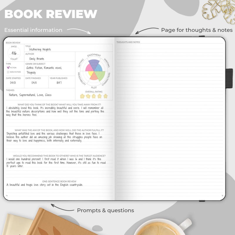 Clever Fox Reading Journal Large - Guided Book Review Log & Tracker - Gifts & Accessories For Reading Lover - Book Tracking Journal For Kids & Adults  8.5X11.2  (Black) - Image 4