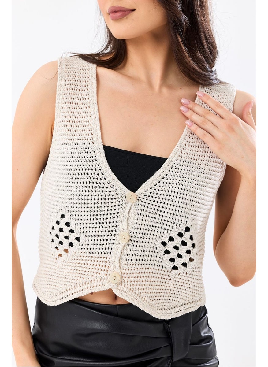 Women's Cream V Neck Openwork Summer Knitwear Vest - pzsku/Z7639E7A14C3E093E8E5BZ/45/_/1738779833/c08f8436-4232-4ff7-bcbd-f691e2c70ef3