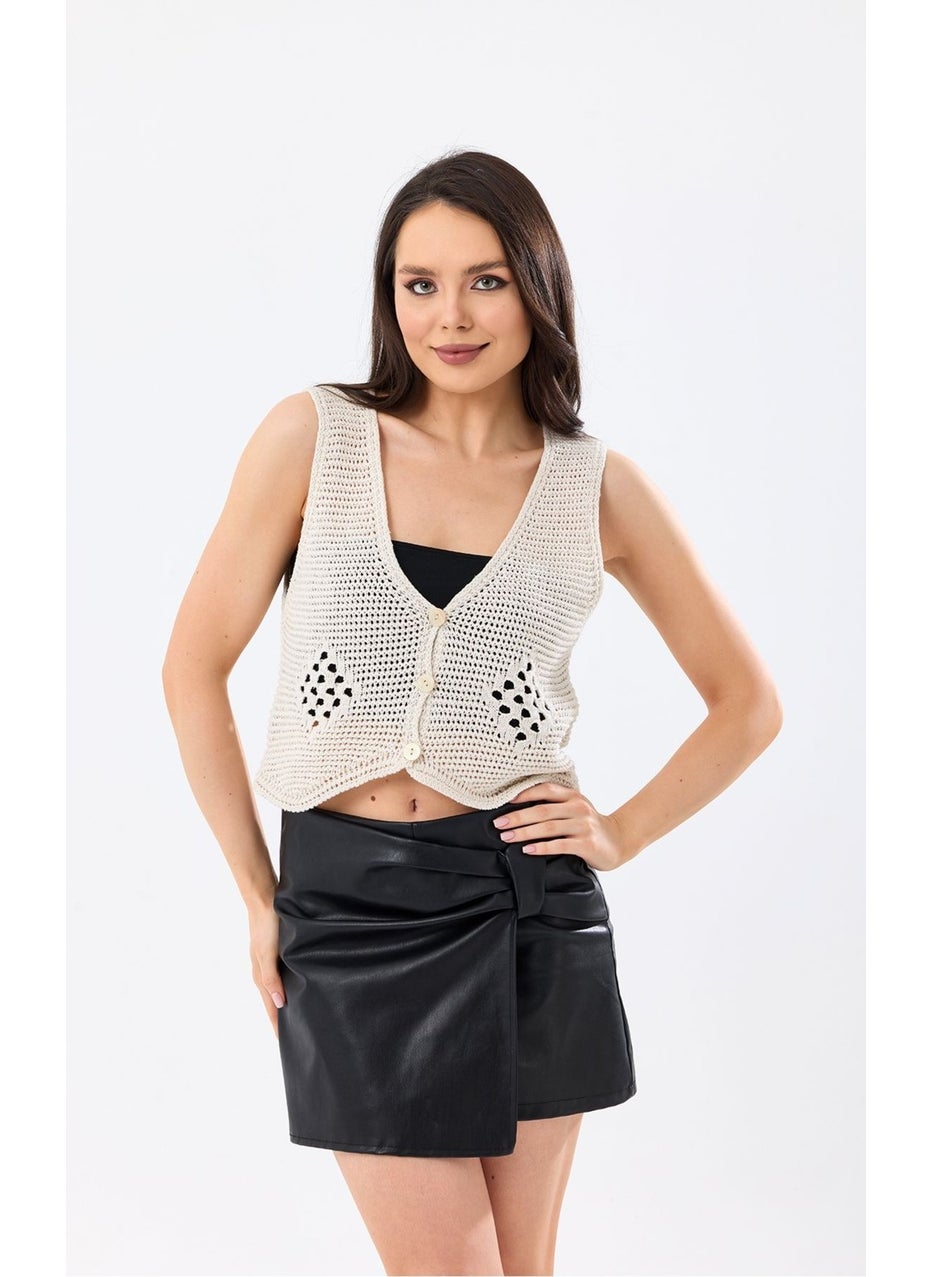 Women's Cream V Neck Openwork Summer Knitwear Vest - pzsku/Z7639E7A14C3E093E8E5BZ/45/_/1738779835/3da706ff-ce22-4eef-9633-0d5c2f12e3d0